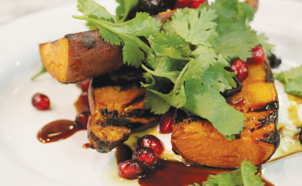 SWEET POTATOES with Pomegranate & Labneh