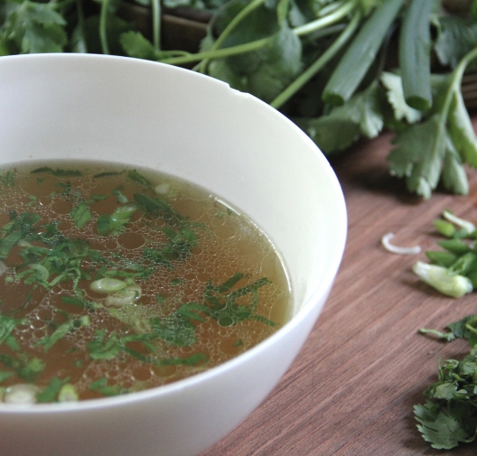 Beef Bone Broth with ginger and scallion