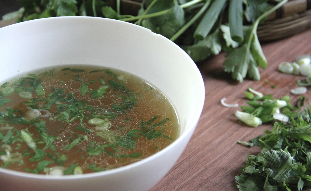 Beef Bone Broth with ginger and scallion