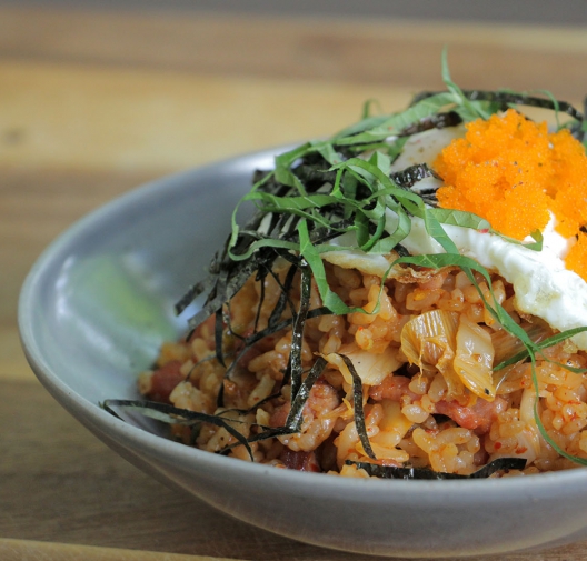 Kimchi Fried Rice with Sesame Leaves & Seaweed