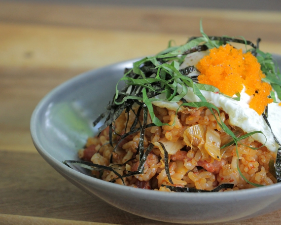 Kimchi Fried Rice with Sesame Leaves & Seaweed